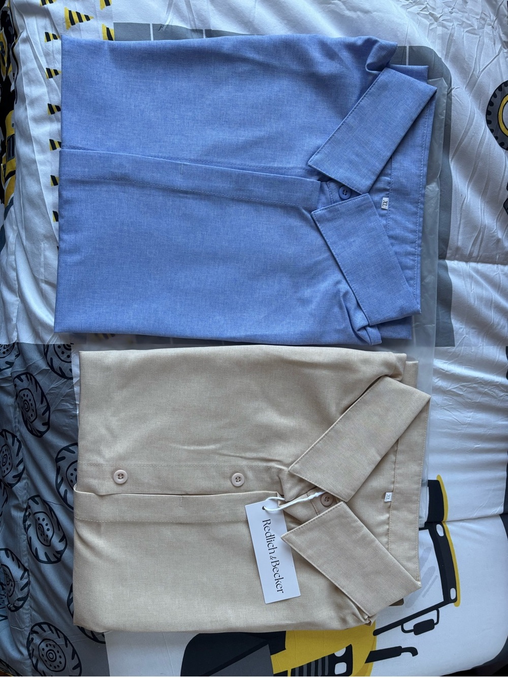 Men's Linen-Blend Short Sleeve Shirt - Blue / Cream